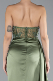 Olive Drab Long Satin Evening Dress ABU4366