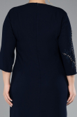 Navy Blue Midi Plus Size Evening Dress ABK1621