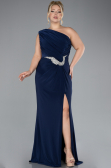 Long Navy Blue Plus Size Engagement Dress ABU4148