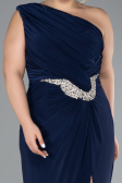 Long Navy Blue Plus Size Engagement Dress ABU4148