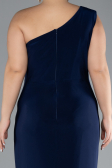 Long Navy Blue Plus Size Engagement Dress ABU4148