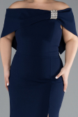 Long Navy Blue Plus Size Evening Gown ABU3945