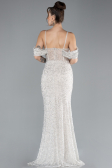 Beige Slit Long Stone Prom Gown ABU4394