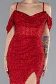 Red Slit Long Stone Prom Gown ABU4394