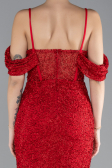 Red Slit Long Stone Prom Gown ABU4394