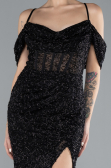 Black Slit Long Stone Prom Gown ABU4394