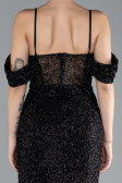 Black Slit Long Stone Prom Gown ABU4394