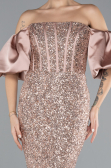 Copper Strapless Sleeve Accessories Long Scaly Evening Gown ABU4308