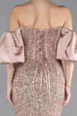 Copper Strapless Sleeve Accessories Long Scaly Evening Gown ABU4308