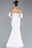 White Strapless Sleeve Accessories Long Mermaid Prom Dress ABU4398