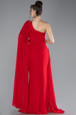 Long Red Chiffon Formal Plus Size Dress ABU4407