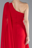 Long Red Chiffon Formal Plus Size Dress ABU4407