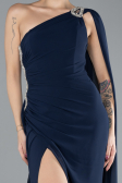 Long Navy Blue Chiffon Formal Plus Size Dress ABU4407