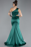 Long Emerald Green Satin Prom Gown ABU4409