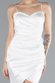 Mini White Satin Cocktail Dress ABK2174