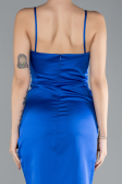 Mini Sax Blue Satin Cocktail Dress ABK2174