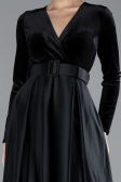 Long Black Velvet Evening Dress ABU1523