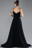 Long Black Chiffon Prom Gown ABU4412