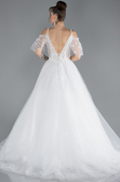 White Guipure Embroidered Long Plus Size Wedding Dress ABU4451