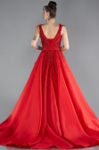 Red Sleeveless Stoned Long Princess Haute Couture Dress ABU4436