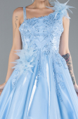 Blue Strappy Beaded Long Princess Haute Couture Dress ABU4438