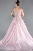 Powder Color Strappy Beaded Long Princess Plus Size Haute Couture Dress ABU4461