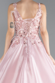 Powder Color Strappy Beaded Long Princess Plus Size Haute Couture Dress ABU4461