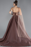 Light Brown Embroidered Long Plus Size Haute Couture Dress ABU4467