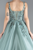 Mint Sleeveless Embroidered Long Haute Couture Dress ABU4447