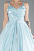 Mint Strappy Satin Long Special Design Evening Dress ABU4448
