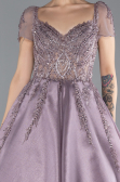 Lavender Short Sleeve Stone Special Design Evening Dress ABU4449