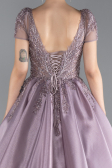 Lavender Short Sleeve Stone Special Design Evening Dress ABU4449