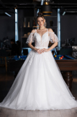 White Guipure Embroidered Long Wedding Dress ABG045