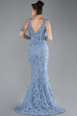 İndigo Sleeveless Laced Long Mermaid Prom Gown ABU4493