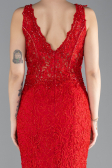 Kırmızı Sleeveless Laced Long Mermaid Prom Gown ABU4493