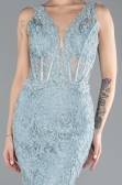 Mint Sleeveless Laced Long Mermaid Prom Gown ABU4493