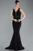 Siyah Sleeveless Laced Long Mermaid Prom Gown ABU4493