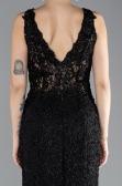 Siyah Sleeveless Laced Long Mermaid Prom Gown ABU4493