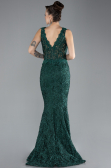 Zümrüt Yeşili Sleeveless Laced Long Mermaid Prom Gown ABU4493