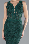 Zümrüt Yeşili Sleeveless Laced Long Mermaid Prom Gown ABU4493
