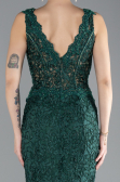 Zümrüt Yeşili Sleeveless Laced Long Mermaid Prom Gown ABU4493
