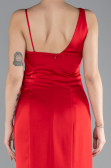 Kırmızı Slit Long Satin Evening Gown ABU4498