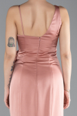 Soğan Kabuğu Slit Long Satin Evening Gown ABU4498