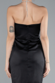 Black Mini Satin Cocktail Dress ABK2175