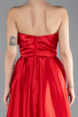 Red Strapless Slit Long Satin Prom Gown ABU4522