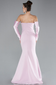 Powder Color Strapless Sleeve Accessories Long Mermaid Prom Dress ABU4398
