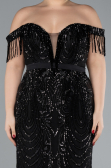Long Black Plus Size Engagement Dress ABU3785