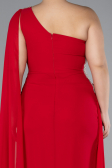 Long Red Chiffon Formal Plus Size Dress ABU4407