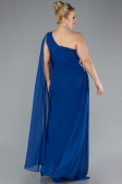 Long Sax Blue Chiffon Formal Plus Size Dress ABU4407