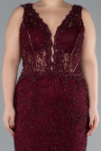 Burgundy Sleeveless Underwire Corset Lace Long Plus Size Evening Gown ABU4504